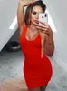 Basic Casual Dresses Summer Low Neck Dres's long Sleeve Sleeveless Tank Top Bodycon Mini Club Dress Elegant Sheath Slim 230718