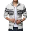 Heren Truien Winter Warm Dikke Jas Heren Vest Wol Gedrukt Rits Mandarijn Kraag De Lange Mouw Kleding Casual Gebreide Casual Trui L230719