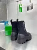 Multi Color Leather Nylon Bag Ankel Combat Boots Platform Wedge Shaped Tind Circular Toe Block High Heels Flat Sole Short Boots Thick Luxury Designer 35-41