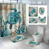 Sea Turtle Horse Dolphin Print Shower Curtain Set Bathroom Bathing Screen Anti-slip Toilet Lid Cover Carpet Rugs Home Decor Sets s