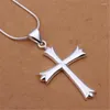 Chaînes En Gros MIGNON Fête De Mariage Femmes Dame Argent 925 Plaqué Collier Spécial Simple Mode Croix N290