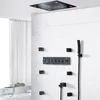 24 -дюймовый ванная комната черный душ с большим SUS304 6 функции душевой головка Systerm Термостатический микшер водопад струи светодиодный потолок Lig228j