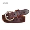 Neck Ties 23cm Fashion Women Belt Brand Designer Luxury Full Grain Leather äkta cowskin ihåliga damer 230718