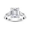 Bagues de cluster Wong Rain 925 Sterling Silver Emerald Cut Créé Moissanite Gemstone Engagement Wedding Diamonds Ring Fine Jewelry 269C