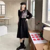 Casual Dresses Spring Autumn Women Korean 2 Pieces Set Warm Knitted Sweater Vest And Long Sleeve Solid Mini Dress Office