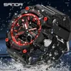 Zegarstka Sanda Top Brand 3179 Digital Mens Watch Wojskowy 50m Waterproof Dual Display Quartz Sport dla mężczyzn Luminous Relogio Masculino