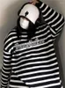 Women's Sweaters Deeptown Kpop Hippie Striped Oversize Sweater Women Grunge Vintage Letter Distressed Knitted Top Harajuku Streetwear Jumper