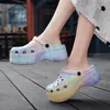 Slippers ins Fashion Femmes High Hole Talon Ladies Clogs Sandales Camouflage Leopard Beach Garden Chaussures Zapatos Mujer Taille 42 2 79