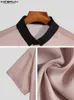 Männer Casual Shirts INCERUN Tops 2023 Amerikanischen Stil Transparent Mesh Nähte Bluse Sexy Durchsichtig Kurzarm S 5XL 230718