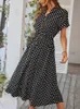 Urban Sexy Dresses Ladies Polka Dot Print Shirt Dres Casual Midi Holiday Summer Female Loose Beach Sundress Robe Vestidos 230719