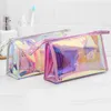 Cosmetic Bags PVC Waterproof Transparent Bag Wash Toiletry Makeup Organizer Female Girls Laser Color Zipper Make Up Beauty Case