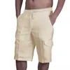 Shorts pour hommes 2022 nouveaux hommes coton lin Shorts pantalons hommes été respirant couleur unie salopette lin pantalon Fitness Streetwear S-3XL L230719