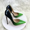 Scarpe eleganti Nero Verde Sfumato Colore Donna Décolleté a punta Lucido Décolleté Sexy Ladies 12cm Tacco alto Party 10cm