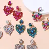 Dangle Earrings Lady 2023 Rhinestone Geometric For Women Long Metal Colorful Crystal Heart Large Drop Jewelry