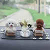 Interieur Decoraties Leuke Cartoon Schud Hoofd Teddy Hond Auto Ornamenten Diamant Auto Middenconsole Interieur Decoratie Kristal Luchtverfrisser Sticker x0718