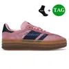 10a 2024 Gazelle Bold Casual Shoes Homem Designer tênis Rosa Plataforma de brilho Rosa Sapato Adimático solar laranja verde flash aqua branco preto masculino treinadores de camurça interna