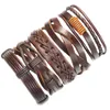 Bangle 5pcsset Men Women Armband Multilayer Ethnic Tribal Armbands Leather Braid Armband Bangles Handgjorda rep Wrap Armband 230718