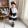 Kläderuppsättningar Baby Boy Clothing Summer Set 2023 Patchwork Fake Vest Kort ärm T-shirt+Shorts Tvådelar Children's Casual Clothing Z230719