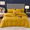 Groothandel Goedkope Slub Cotton Simple Quilt Bedding Set Dekbedovertrek katoenen beddengoed voor hotel thuis