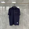 Brand Direct Selling TB Short Sleeve New Pocket Ribbon Net Face Pure Cotton Men's and Women's Loose Polo T-shirt