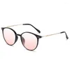 Occhiali da sole 2023 Pink Blush Gradient Glasses Fashion Round Decorative Women Coreano Cute Girlish Style Shades Eyewear Goggles