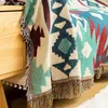 Filtar Pro Plaid Sticked Filt med Tassel Bohemian Sofa Throw Cover Bed Home Decor 230719