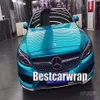 Lake blue Gloss Metallic Vinyl Wrap For Car Wrap With Air Bubble Pearl blue candy Car styling Vehicle boat covering Size1 52250T