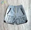 2023 Rhude Shorts Masculino Moda de Verão Calças de Praia Masculinas de Alta Qualidade Roupa de Rua Vermelho Azul Preto Roxo Cinza Verde Calças Masculinas Soltas Tamanho curto S-XL