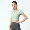 Aktif Gömlek Çıplak Hisset Güzellik Sıkı Sıkı Yoga Kısa Kollu Üstler Göğüs Pedleri Yüksek Yiyen Fitness Gym Panon Women Sport T-Shirt