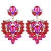 Dangle Earrings Lady 2023 Rhinestone Geometric For Women Long Metal Colorful Crystal Heart Large Drop Jewelry