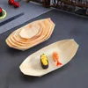 Dinnerware Sets 50 Pcs Paper Tray Disposable Sushi Wood Boat Snack Bowl Container Decorative Holder Sashimi Serving Dish Containers