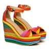 Summer Women Women's Wdhkun Ladies coins multicolor patchwork peep toe chaussures romaines sandales talons hauts 230718 AA03