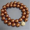 Shell Jewellery 12mm Colore marrone Collana di perle di conchiglie dei mari del sud Chiusura magnetica con strass Nuovo 236n