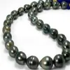 Colliers de perles 12-13mm collier de perles baroques noires vertes de Tahiti naturel 18 pouces fermoir en or 14 carats213Y