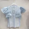 Blouses pour femmes Neploe évider broderie en mousseline de soie chemise 2023 été mode doux Blusa Femme volants panneau volant manches col montant