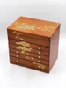 Jewelry Pouches Large Multi-Layer ROSE Wooden Box Luxury Display Tray Holder Casket Earrings Ring Mirror Organizers