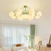 Kroonluchters moderne glazen LED-kroonluchter woonkamerlamp in wit en groen voor oogbescherming slaapkamer binnendecoratieverlichting