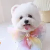 Collares de perro Correas Rainbow Pearl Dog Collar Organza Jeweled Tulle Cat Puppy Ribbon Bufanda Colgante Pet Bows Collar Satén Gatito Bowtie Regalo 230719