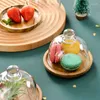 Plattor Acacia Wood Mini dessert Plate Cup med glasbeläggning Mousse Tray Cake Brödfrukter Träskattar eftermiddagste