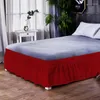 Jupe de lit en polyester de couleur unie confortable, douce et respirante, couverture multicolore élastique avec volants