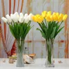 Flores decorativas Tulipanes artificiales 34 cm PU Real Touch Ramo para la decoración del hogar Boda Blanco Rosa Púrpura