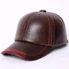 Casquettes de baseball adulte casquette de baseball mâle hiver plein air chapeau en cuir véritable pour hommes chaud réglable B-7286