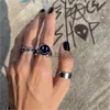 Bandringe Ins Gothic Punk Herz Frosch Schädel Ringe für Frauen Männer Vintage Gothic Spinne Kaninchen Lächeln Fe Ring Paar Modeschmuck Geschenk J230719