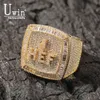 Anéis de banda Uwin nome personalizado 1 9 letras totalmente gelado zircônia cúbica anel de campeonato personalizado hiphop jóias 230718