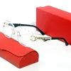 lunettes de créateurs hommes lunettes de soleil hommes sans monture diamant coupe lunettes corne de buffle cadre en bois lentille brune Mode ins net rouge mêmes hommes et femmes vintage gros 7288