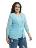 Women's Plus Size T-Shirt Women's Casual Clothes Lace 2 Pieces Design Elegant Solid Big Size Blouse Women Tunic Spring Ladies Plus Size T-shirt 230719