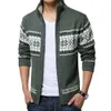 Heren Truien Winter Warm Dikke Jas Heren Vest Wol Gedrukt Rits Mandarijn Kraag De Lange Mouw Kleding Casual Gebreide Casual Trui L230719