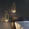 Pendellampor modern kopparlampa inomhus gyllene kreativ kristall droppljus sängen hängande för salong soffa matbord ljuskrona
