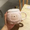 Mugs Cute Cartoon Mug With Spoon For Girls Ceramic Cups Students And Coffee Home Use Turkish
