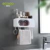 Diş fırçası tutucular EcoCo Duvar Montajı Otomatik Diş Macunu Dispenser Banyo Aksesuarları Set Diş Macunu Sıkıştırıcı Dispenezer Diş Fırçası Tutucu Aracı 230718